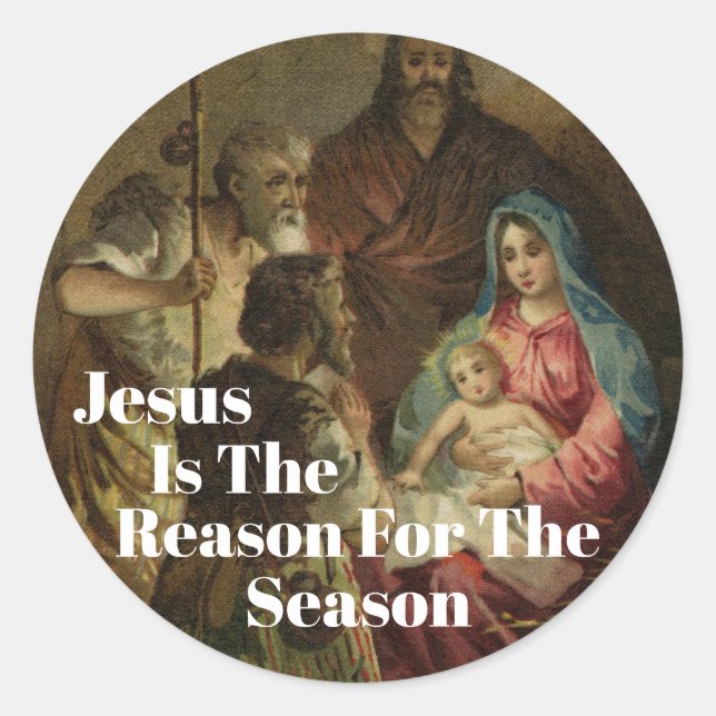 Jesus ist der Grund für Weihnachten Runder Aufkleber (Vorderseite)