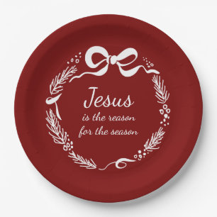 Jesus ist der Grund   Handgezeichnete rote Weihnac Pappteller