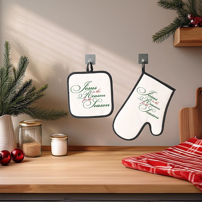 Jesus ist der Grund Oven Mitt und Pot Holder Ofenhandschuh & Topflappen-Set (Von Creator hochgeladen)