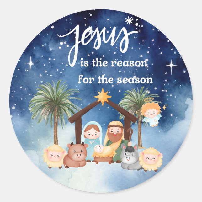 Jesus ist der Grund, warum Nativticker Runder Aufkleber (Vorderseite)