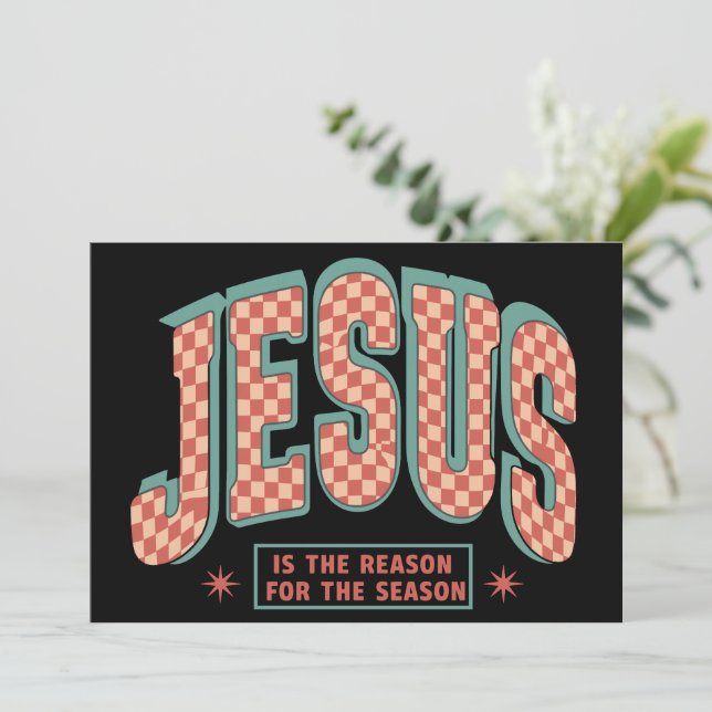 Jesus ist der Grund Weihnachten Christlich Retro (Stehend Vorderseite)