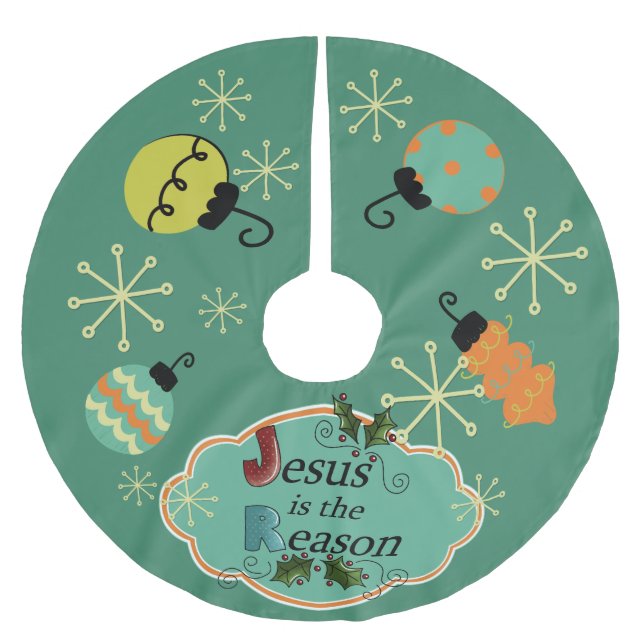 Jesus ist der Grund-Weihnachtsbaum-Rock Polyester Weihnachtsbaumdecke (Vorderseite)