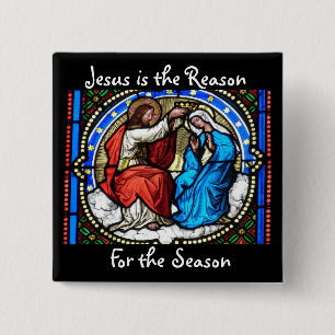 Jesus ist der Grund-Weihnachtsknopf Button