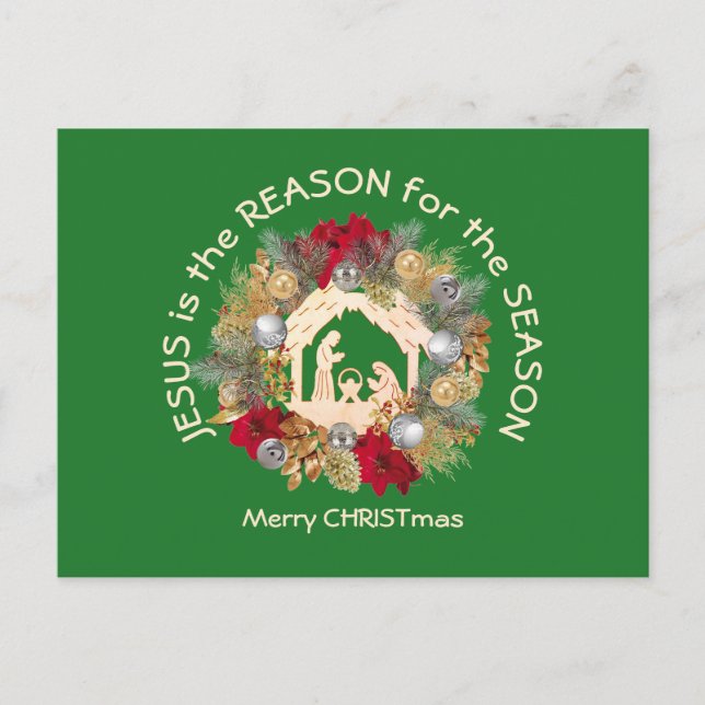 JESUS IST DER GRUND Weihnachtsurlaub Postkarte (Vorderseite)
