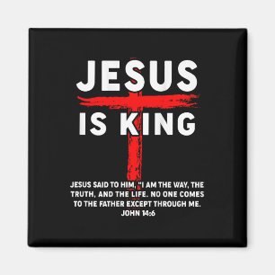 Jesus ist der König Männer Frauen Christliche Cros Magnet