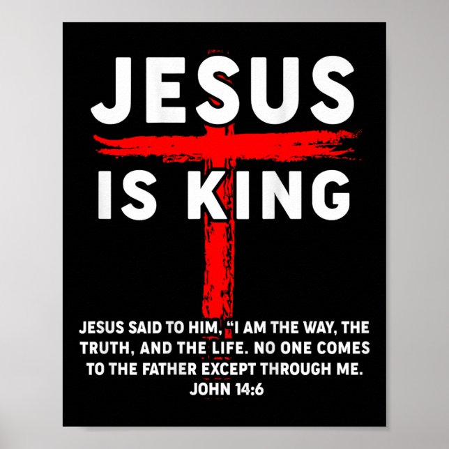 Jesus ist der König Männer Frauen Christliche Cros Poster (Vorne)