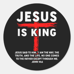 Jesus ist der König Männer Frauen Christliche Cros Runder Aufkleber