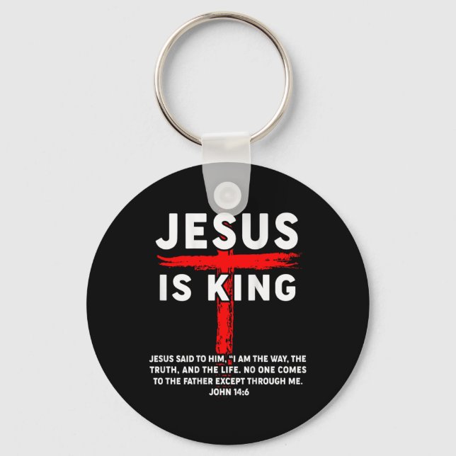 Jesus ist der König Männer Frauen Christliche Cros Schlüsselanhänger (Vorderseite)