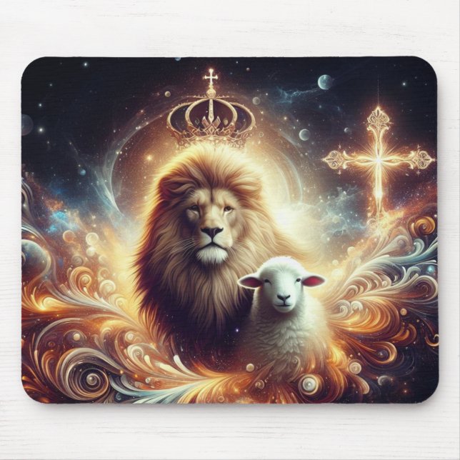 Jesus ist der Löwe und das Lamm Mousepad (Vorne)