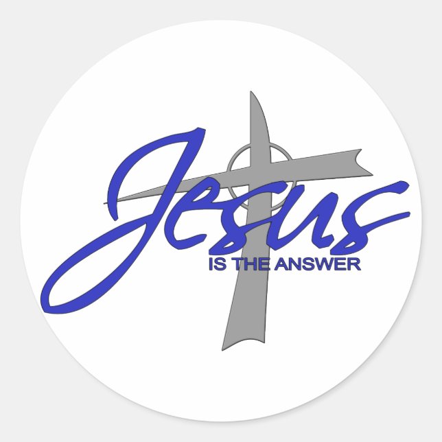 Jesus ist die Antwort Runder Aufkleber (Vorderseite)