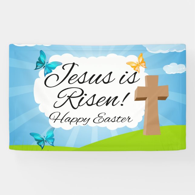 Jesus ist die Christliche, farbenfrohe Osterkirche Banner (Horizontal)
