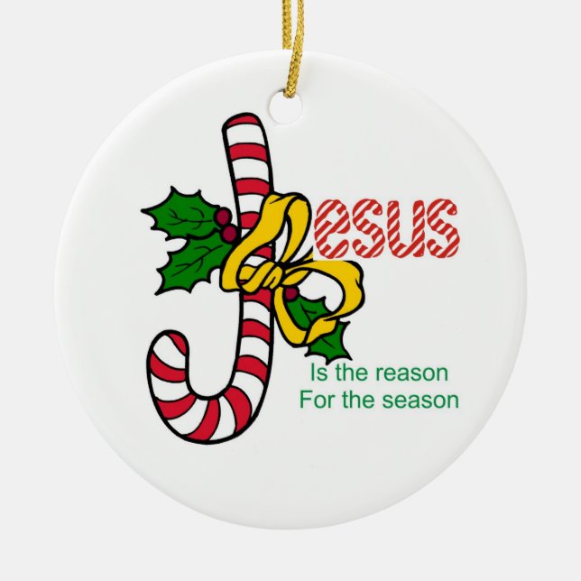 Jesus ist die Grund-Weihnachtsbaum-Verzierung Keramik Ornament (Vorne)