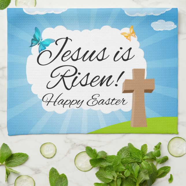 Jesus ist ein Christlicher Oster. Küchentuch (Gefaltet)