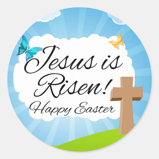 Jesus ist ein Christlicher Oster. Runder Aufkleber (Vorderseite)