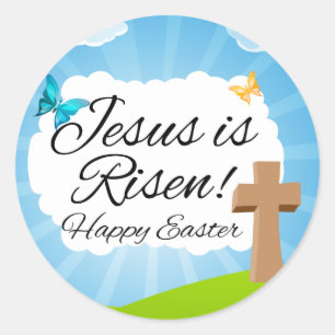Jesus ist ein Christlicher Oster. Runder Aufkleber