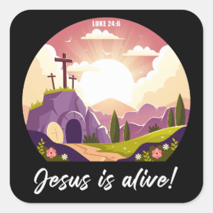 Jesus ist ein Christlicher Pessach-Osterkreuz Quadratischer Aufkleber