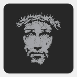Jesus ist Gott   Jesus' Gesicht Quadratischer Aufkleber