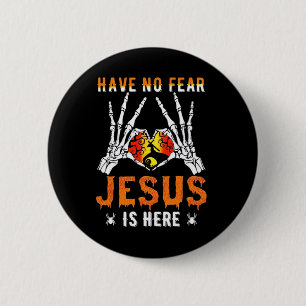 Jesus ist Herz-Skelett-Hand Button