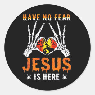 Jesus ist Herz-Skelett-Hand Runder Aufkleber