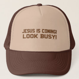 Jesus ist kommendes lustiges Sprichwort Truckerkappe
