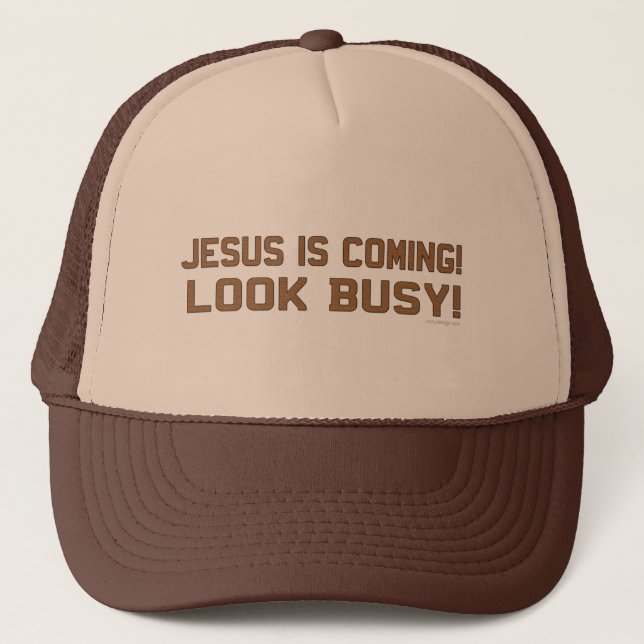 Jesus ist kommendes lustiges Sprichwort Truckerkappe (Vorderseite)