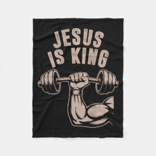 Jesus ist König Barbell Kreuz Lustiger Christliche Fleecedecke