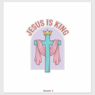 Jesus ist König Kreuz Krone Vintage Christliches T Aufkleber