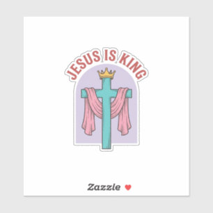 Jesus ist König Kreuz Krone Vintage Christliches T Aufkleber