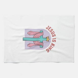Jesus ist König Kreuz Krone Vintage Christliches T Geschirrtuch