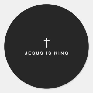 Jesus ist König Kreuz Subtil Christlich Minimal Re Runder Aufkleber