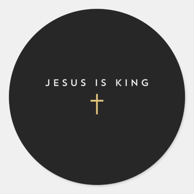 Jesus ist König Kreuz Thin Christlicher Glaube Jes Runder Aufkleber (Vorderseite)