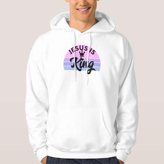 Jesus ist König - Retro Sunset Christlich Hoodie (Vorderseite)