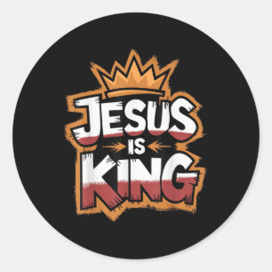 Jesus ist König Runder Aufkleber