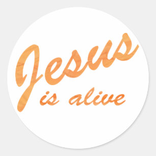 Jesus ist lebendige effet Orange Runder Aufkleber