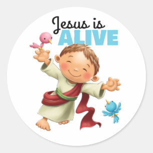Jesus ist lebendiger Bibelaufkleber Runder Aufkleber
