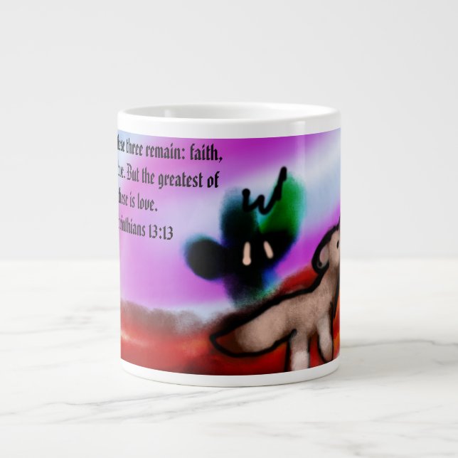 Jesus ist Liebe  Jumbo-Tasse (Vorderseite)