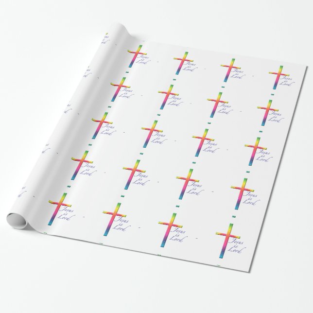 Jesus ist Lord-Buntes Mosaik-Kreuz Geschenkpapier (Ungerollt)