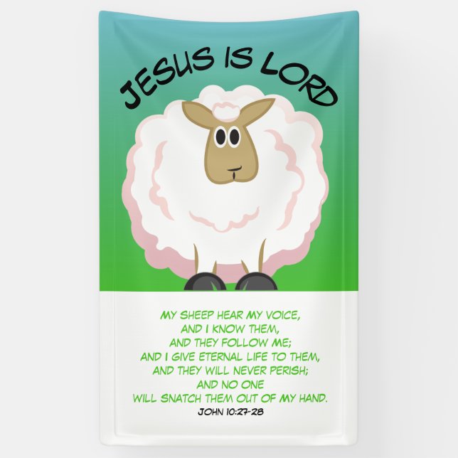 Jesus ist Lord - Fluffy Sheep Banner (Vertikal)