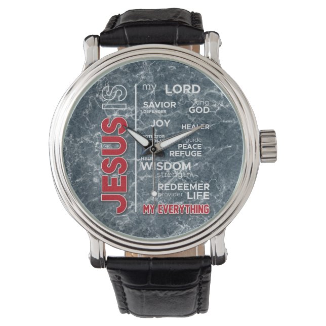 Jesus ist mein "Alles Wort wolkig" Armbanduhr (Vorderseite)