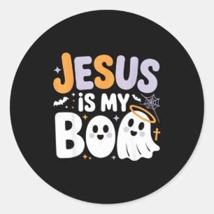 Jesus ist mein Boo süßer christlicher Halloween-Ge Runder Aufkleber