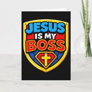 Jesus ist mein Chef Christlicher Schild Superheld  Karte
