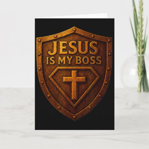 Jesus ist mein Chef Christlicher Schild Superheld Karte