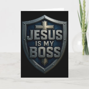 Jesus ist mein Chef Christlicher Schild Superheld Karte