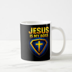 Jesus ist mein Chef Christliches Schild Superheld Kaffeetasse