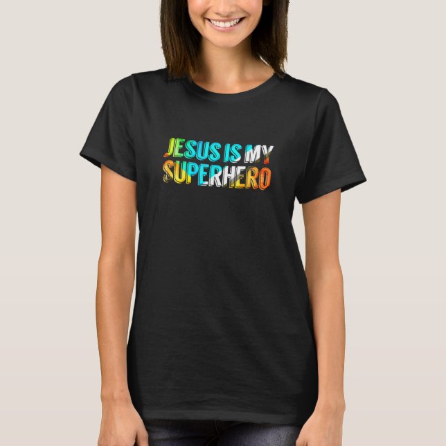 Jesus ist mein Christlicher Superheld T-Shirt (Vorderseite)
