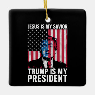 Jesus ist mein Erlöser Trump ist mein Präsident 20 Keramikornament