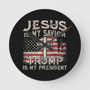 Jesus ist mein Erlöser Trump ist mein Präsident Am Runde Wanduhr