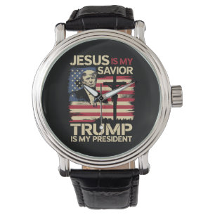 Jesus ist mein Erlöser Trump ist mein Präsident US Armbanduhr
