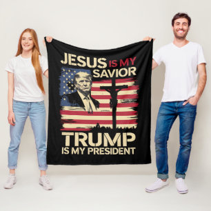Jesus ist mein Erlöser Trump ist mein Präsident US Fleecedecke