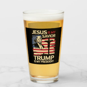 Jesus ist mein Erlöser Trump ist mein Präsident US Glas